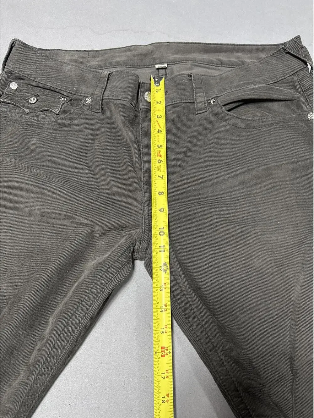 True Religion Pants Mens 38 Ricky Corduroy Straight Grey Y2K